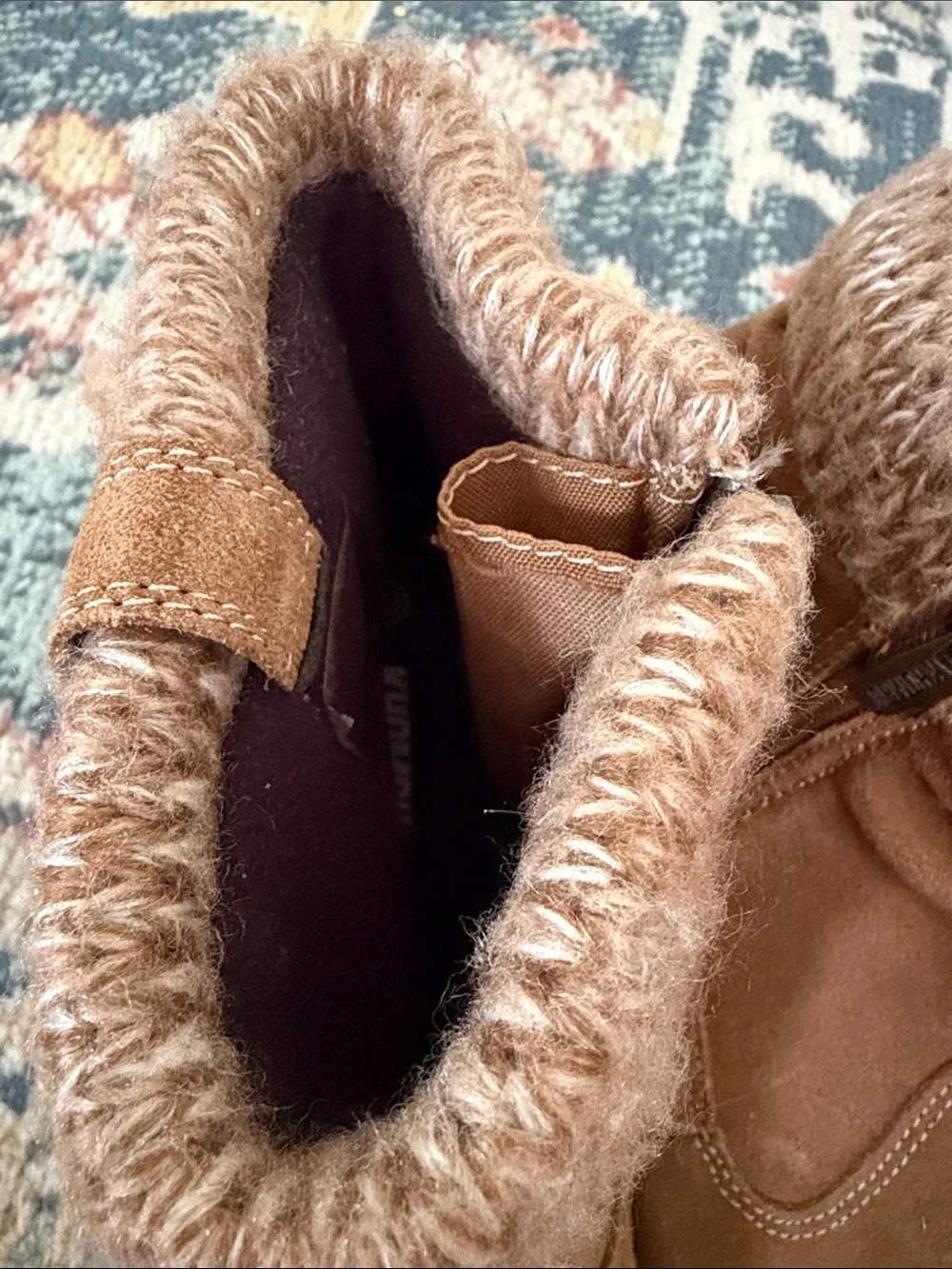 Khombu Tan Suede Winter Boot with Knit Cuff